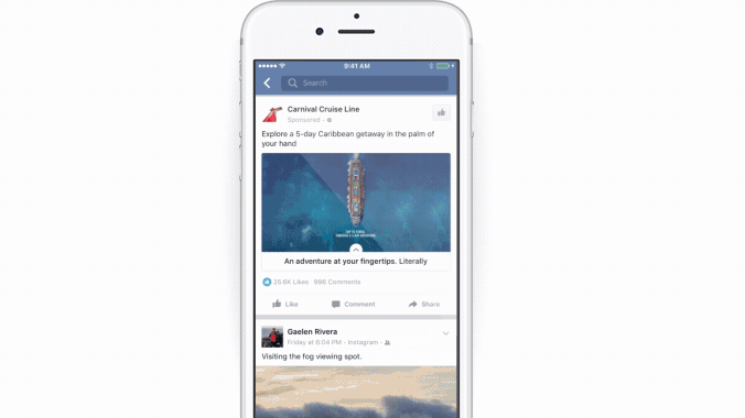 publicité Facebook canvas
