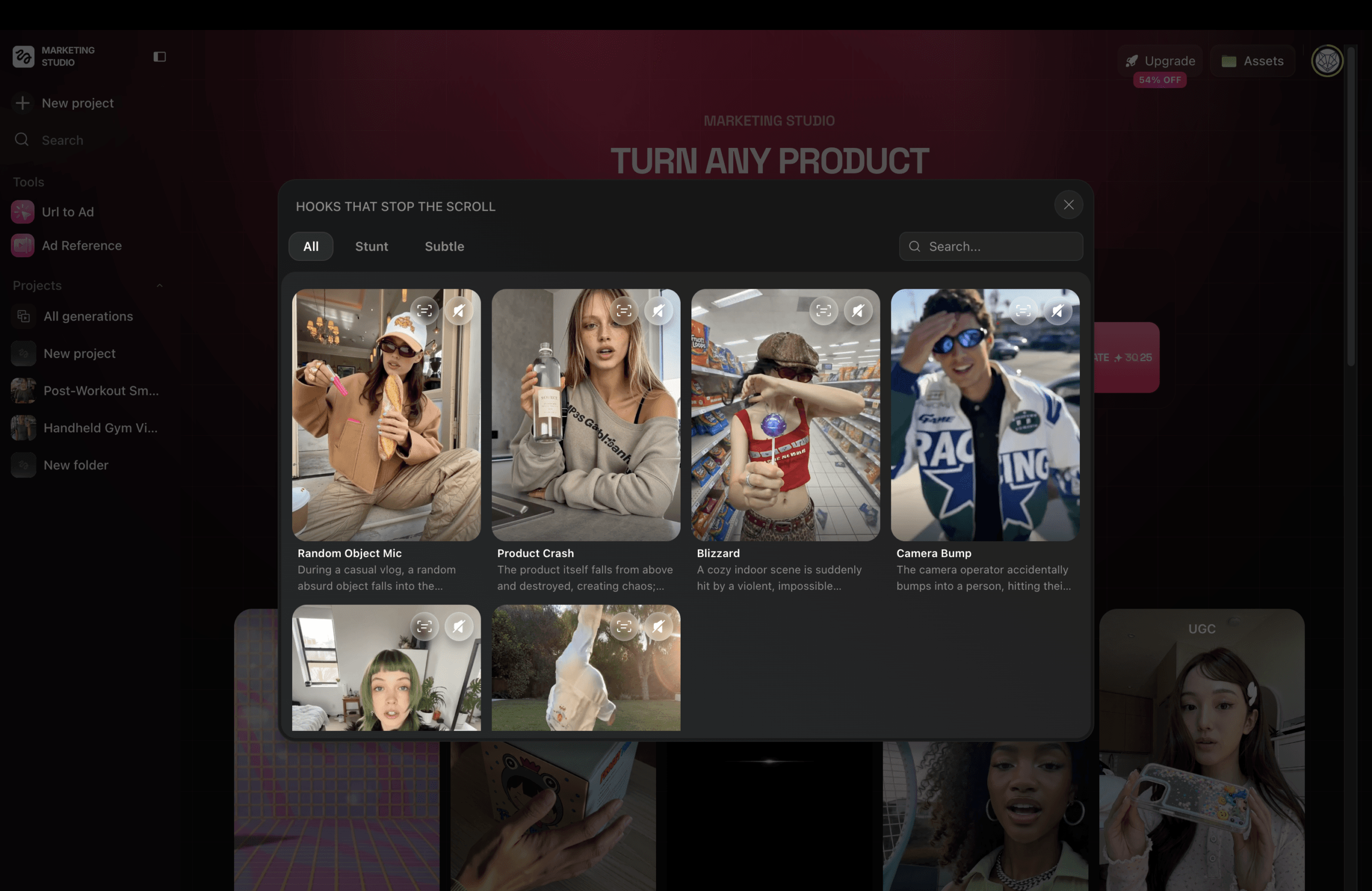 Marketing studio higgsfield hook video article IA scaled &bull; La Strat